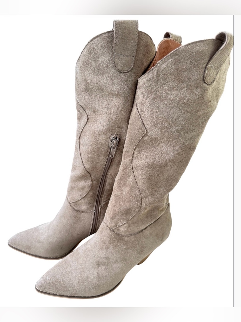 New Oasis Society Taupe Western Suede like pointed toe boots 8.5